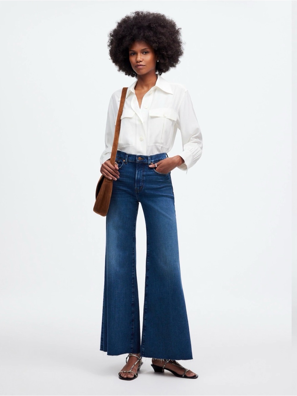 Madewell Deep Blue High-Rise Wide Leg Jeans